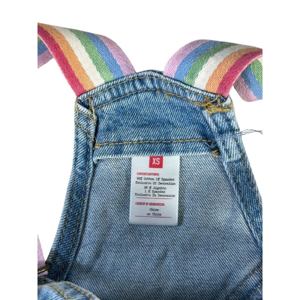 Jean Overalls Shorts Denim Target Pride Rainbow Queen Women's Sz XS Adjustable - Picture 6 of 7